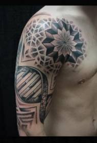 Ama-tattoos amabili amakhulu engalo enkulu ingalo enkulu kwi-DNA emnyama nezithombe ze-geometric tattoo