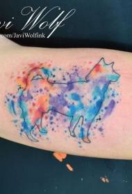 Velká ruka linie psa barevný úvodní inkoust tetování vzor