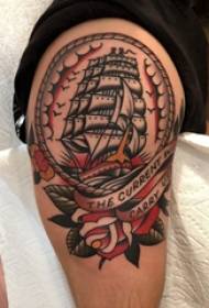 Tattoo Sailing Boat Boy's Big Arm Painted Sailboat Tattoo Picture
