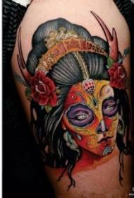 Lengan besar geisha avatar tradisional dicat pola tato