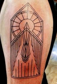 Tatuaggio di linea geometrica, braccio grande del ragazzo, foto di tatuaggio di linea geometrica minimalista