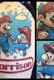 Super Mario Tattoo Boys Big Arm na angielski i obraz Super Mario Tattoo