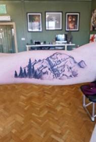 Tatuaggi doppio braccio grande braccio maschio su immagini di tatuaggi di alberi e montagne