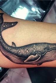 Великий ручний кит чорно-сірий європейський та американський візерунок татуювання