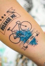 Nagy kar kerékpár kék splash tinta tetoválás minta