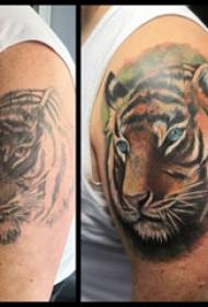 Skica u obliku tetovaže glave u obliku tigra na tetovaži dječaka