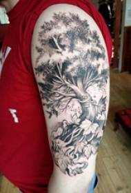 Tatuaggi doppio braccio grande braccio maschio grande su foglie e immagini di tatuaggi di grandi alberi