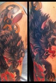 Шарена тетоважа волчица од волчица од волчица од голема рака