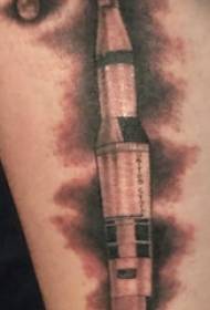 Tattoo black male student thigh on black gray rocket tattoo picture