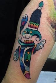 Modello del tatuaggio del pugnale del fumetto della vecchia scuola del grande braccio