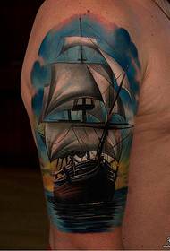 Mannelijke grote arm Europese en Amerikaanse zeilen tattoo tattoo patroon