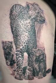 „Baile“ gyvūnų tatuiruočių merginos juodos kojos leopardo tatuiruotės nuotrauka ant šlaunies