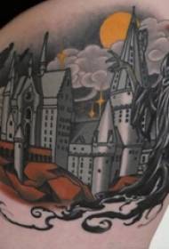 Schoolmeisje dijen geschilderde geometrische eenvoudige lijnen architecturale tattoo-afbeeldingen