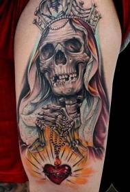 Benfärgade stora skelett drottning tatuering mönster