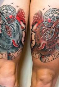 Cosúil le sean-stíl scoile pictiúr tattoo madra madraí ildaite