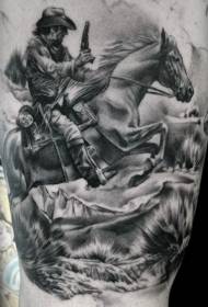 Nogi czarny szary stary western film pistolet wzór bitwy tatuaż
