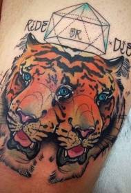 Ilustrasi warna kaki gaya gambar tato kepala harimau