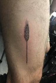 Ang mga batang hita sa black point thorn simpleng linya ng halaman ng tainga ng bigas na larawan ng tattoo