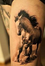 Modello realistico del tatuaggio del cavallo corrente marrone delle gambe