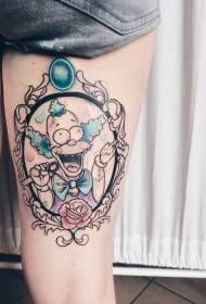 Color Simpson portrait tattoo pattern in leg sketch style