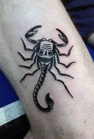 Thigh black line skull shape braid tattoo pattern