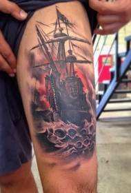 Tattoore ọmalịcha sailboat tattoo ụdị n'ụdị ụkwụ