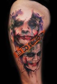Ang estilo ng watercolor na makulay na clown na portrait alpabeto na pattern ng tattoo