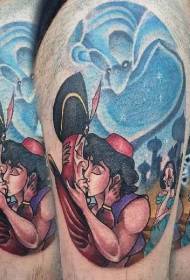 Modello di tatuaggio colorato coscia personaggio dei cartoni animati divertenti