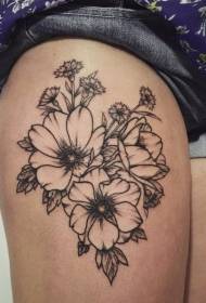 Kaki lucu garis hitam pola tato bunga