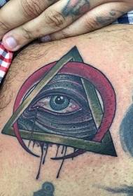 Pirámide misteriosa de color de pierna con tatuaje de luna roja