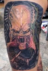 Dij kleur griezelig vleesetend monster portret tattoo patroon