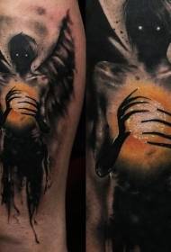 Horror style demon čarobna kuglica tetovaža uzorak
