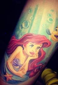 Cartone animato sirena vicolo e dente tatuaggio modello calamari
