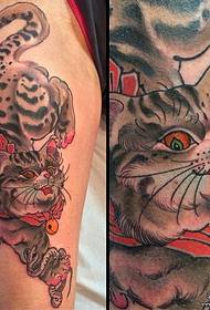 Coxa, padrão de tatuagem de sino de cobra de gato europeu e americano