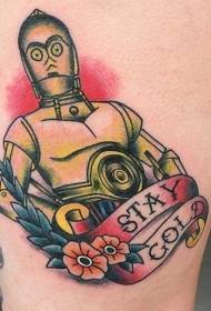 Modello di tatuaggio fiore soldato macchina e lettera fiore