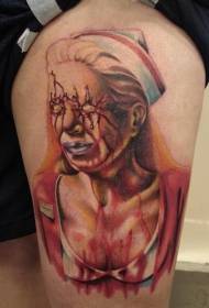 Legs creepy horror movie tema bloedige verpleegster tattoo