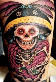 墨西哥風格小丑頭骨紋身圖案