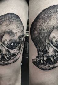 Hōʻuluʻo Thigh style black monster skull tattoo pattern