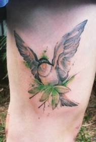 Thighs Europe and America school small fresh bird tattoo pattern