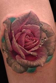 Стегна красиві троянди і краплі води малюнок татуювання