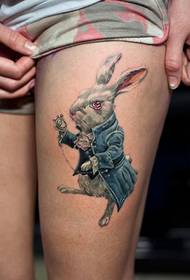 腿色兔子紋身圖案