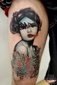 Šarene žene tetovaža slika u stilu ilustracije nogu
