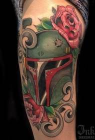 Pêwîstika sêwirana rengê boba rengê boba fett û modela tattooê ya Rose