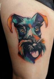 Låret ny skole farve sjov hund \\ u200b \\ u200btattoo mønster