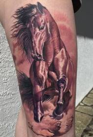 腿色奔馬紋身圖案