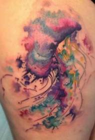 Vrouwelijke benen aquarel kwallen tattoo patroon