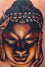 Patrón de tatuaje de Buda hindú color de pierna
