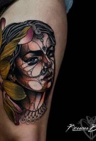 Ben ny stil färg kvinna stående tatuering mönster