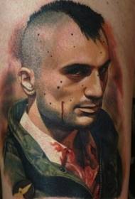 Leg color portrait blood man tattoo pattern