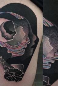Modello di tatuaggio ritratto di colore stile surreale